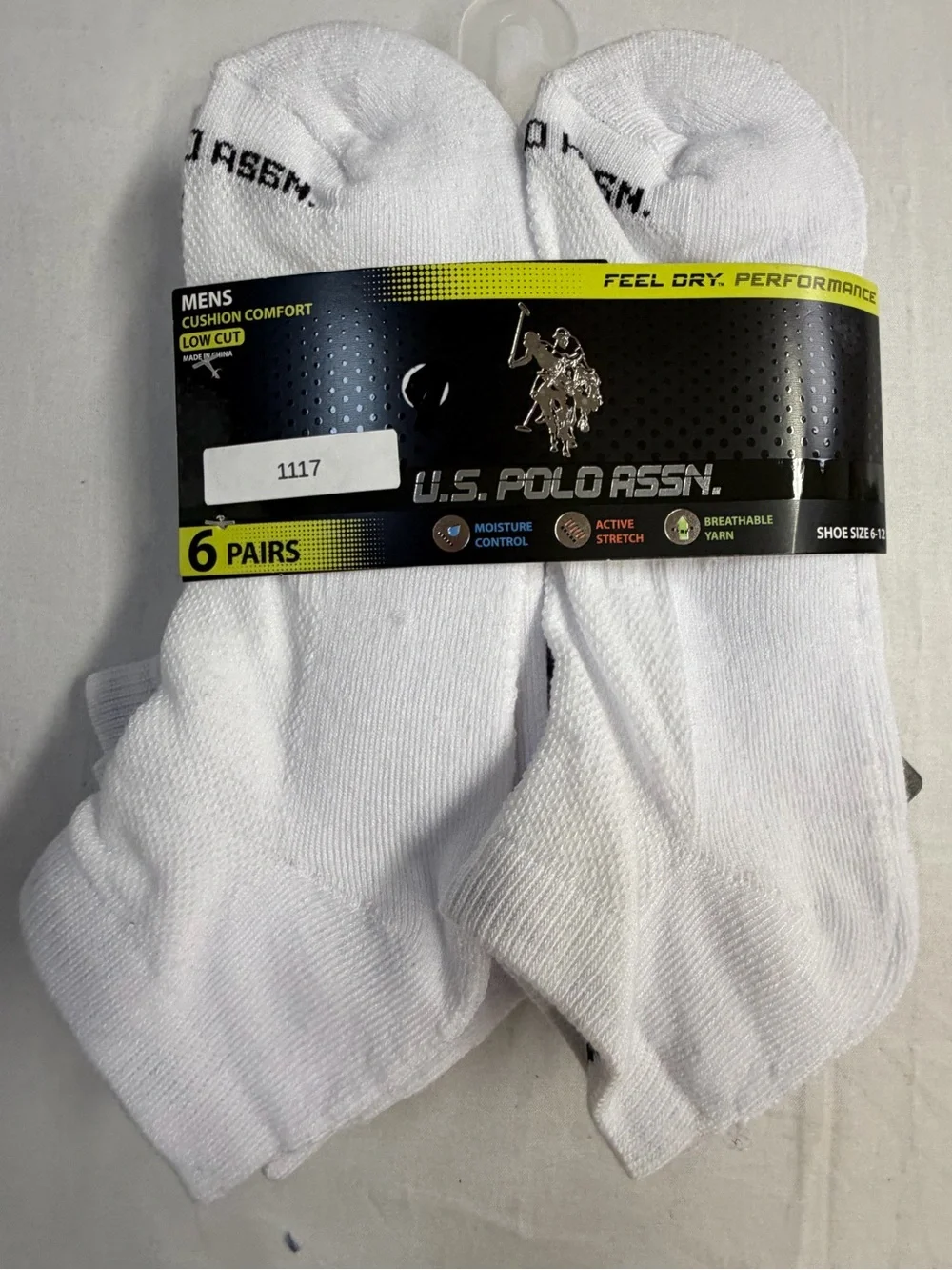 U.S. Polo Assn. White Low Cut Athletic Socks - 6 Pairs